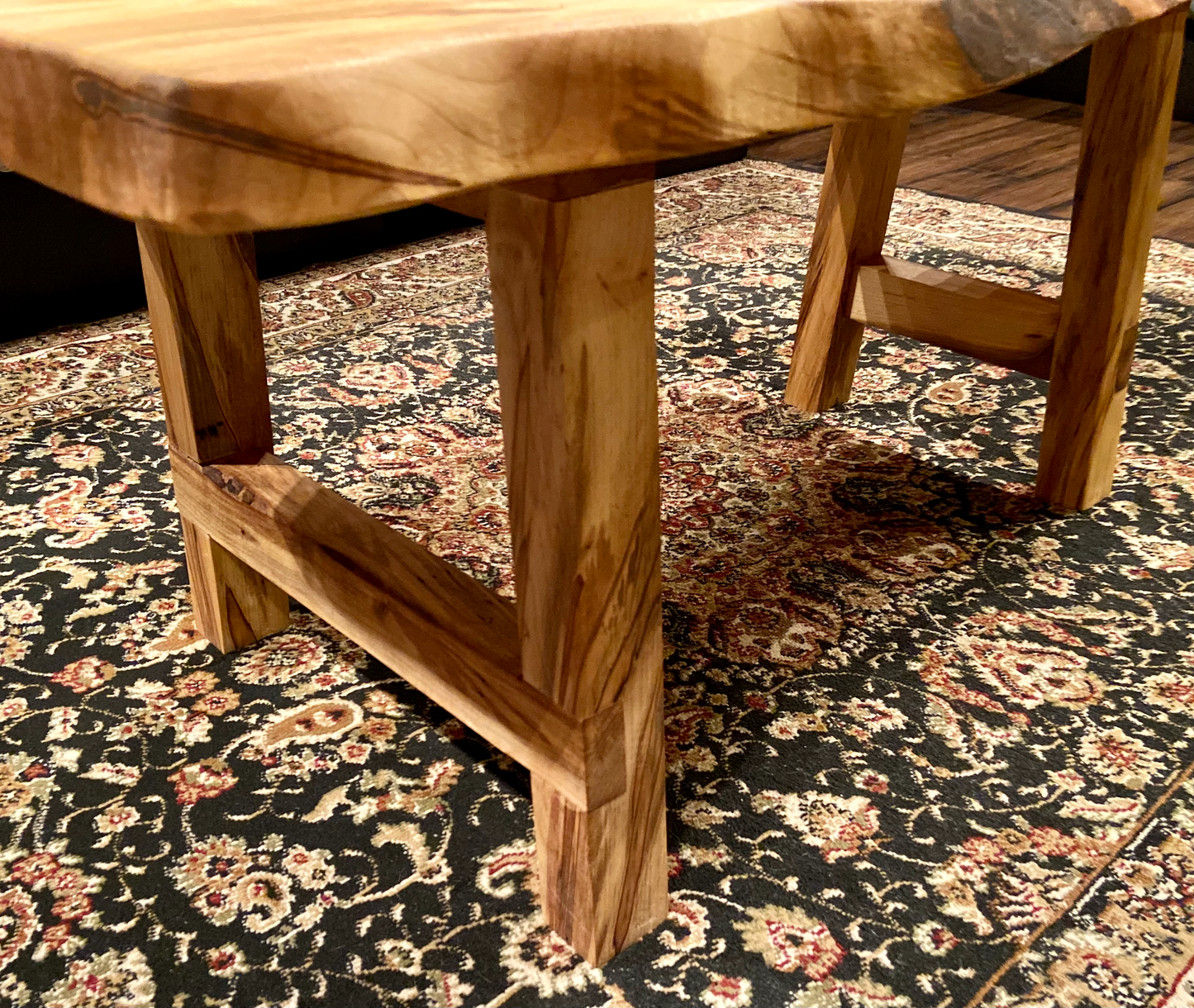 Beautiful Live Edge Ambrosia Maple Coffee Table|Clean Rustic Coffee Table|Live Edge Maple Table|Live Edge Coffee Table w/Maple Wood Legs