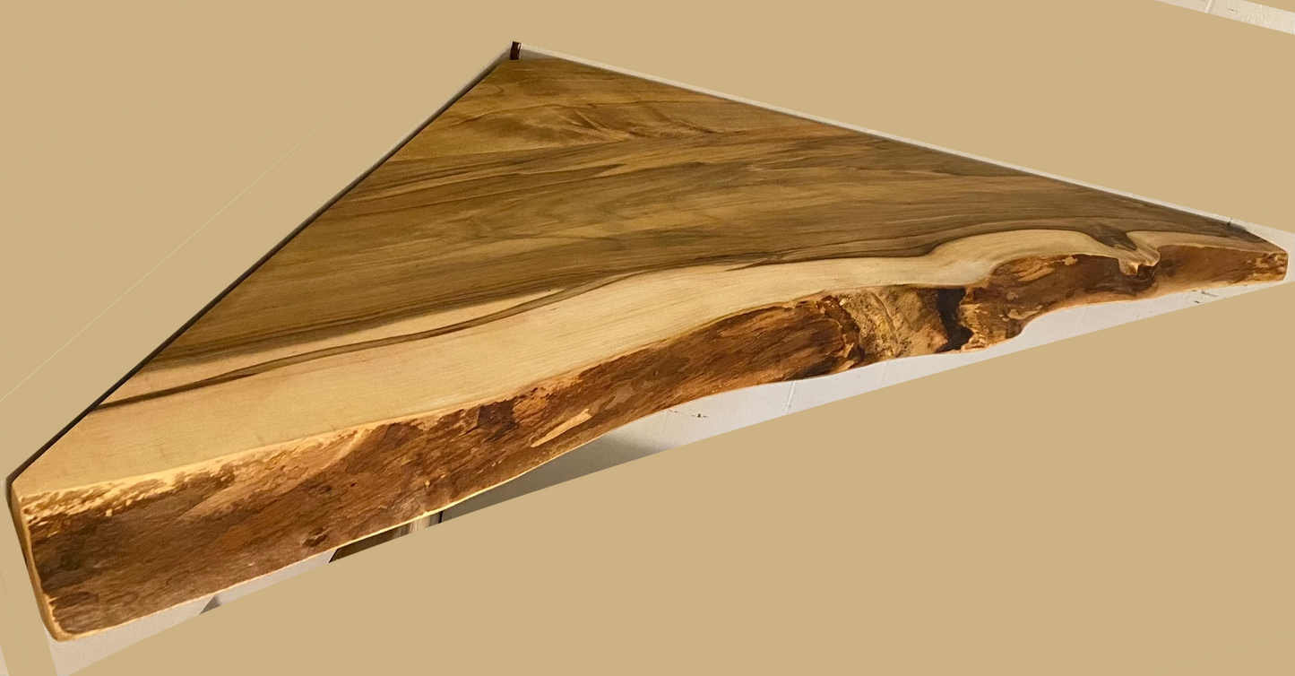 Dark Heartwood Maple Floating Corner Shelf
