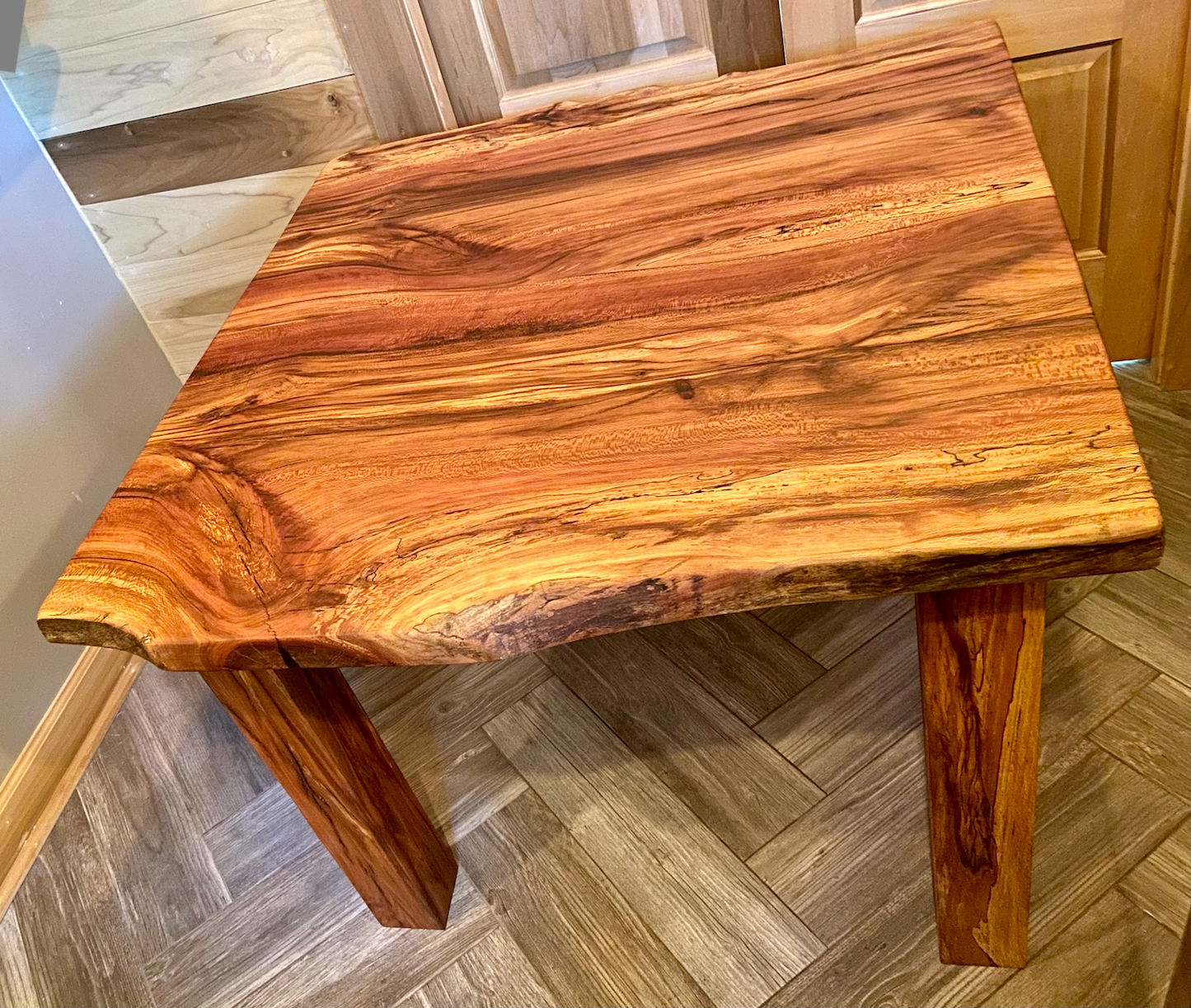 Live Edge Sycamore Kitchen Table with Custom Sycamore Legs