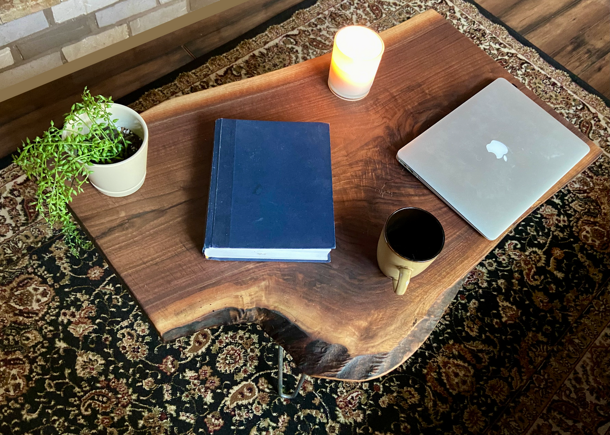 Live Edge Walnut Wood Coffee Table|Rustic Live Edge Coffee Table|Natural Edge Black Walnut Table|Live Edge Wood Rustic Walnut Table