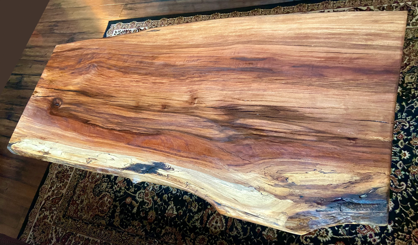 Large Live Edge Spalted Maple Sycamore Table|Natural Wood Coffee Table|Live Edge Coffee Table|Live Edge Sycamore Table|Large Coffee Table