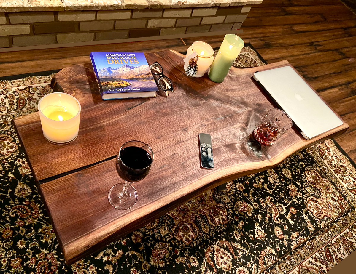 Rustic Live Edge Walnut Coffee Table|Stunning Live Edge Wood Coffee Table|Natural Edge Black Walnut Table|Live Edge Wood Rustic Walnut Table