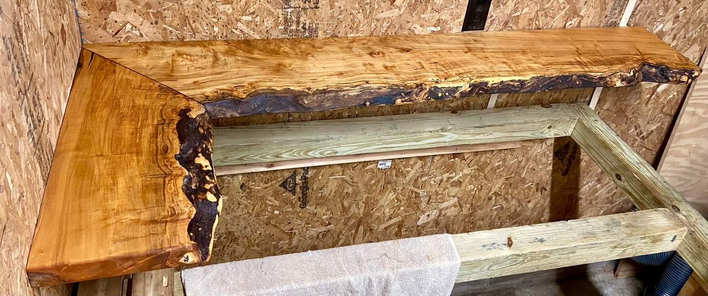 Live edge maple corner floating shelves