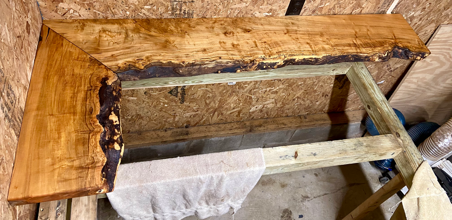 Live edge maple corner floating shelves