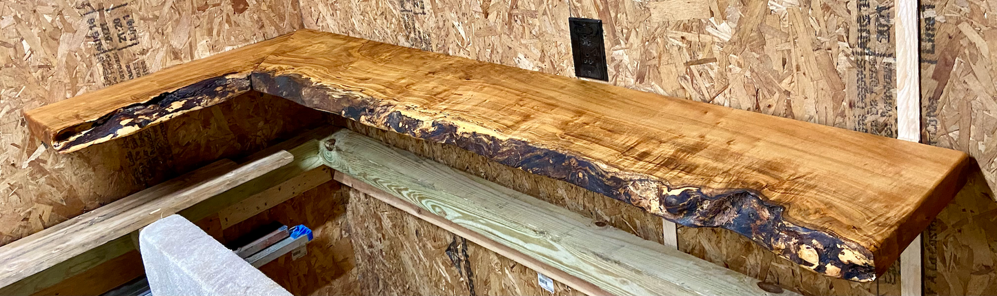 Live edge maple corner floating shelves
