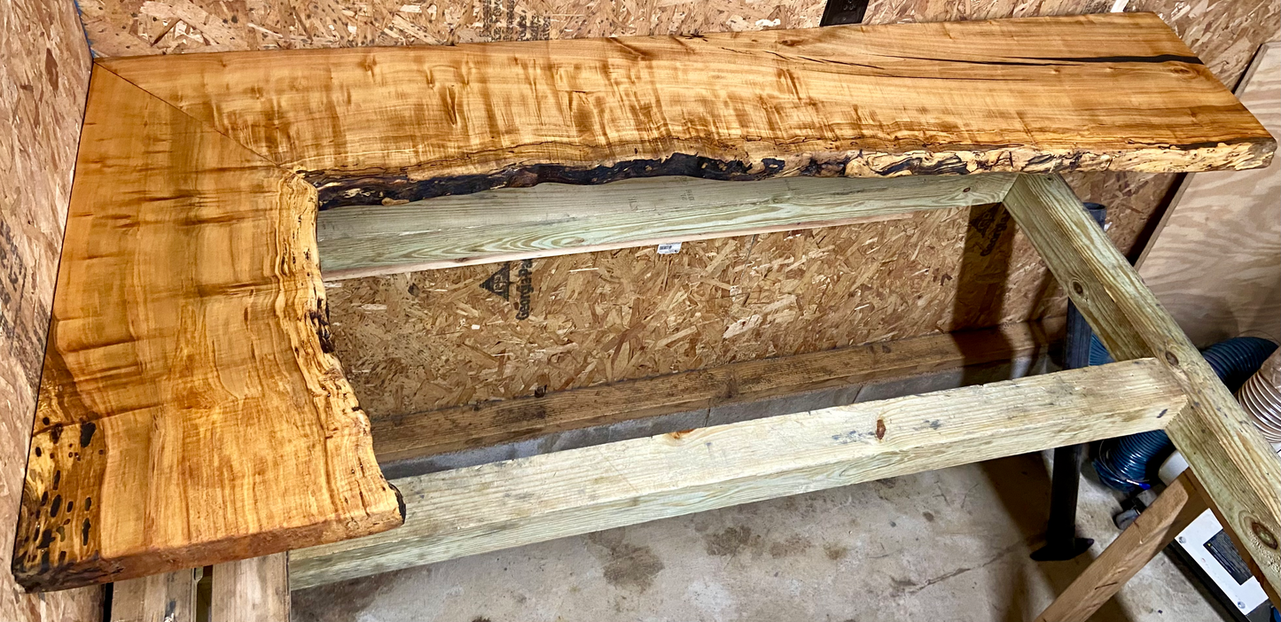 Live edge maple corner floating shelves