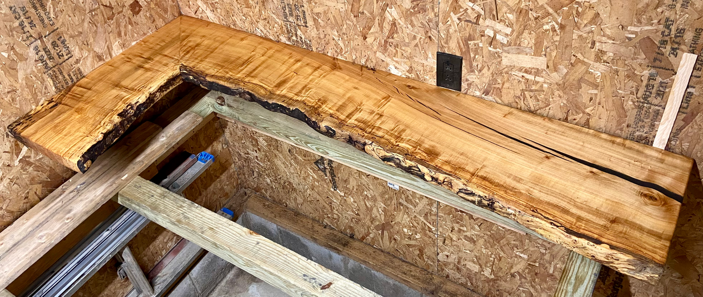 Live edge maple corner floating shelves