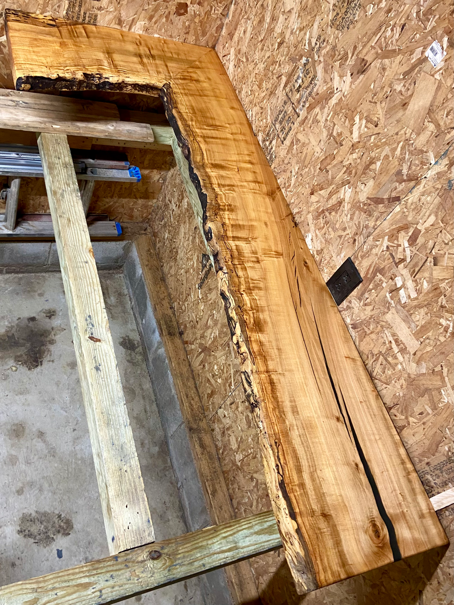 Live edge maple corner floating shelves