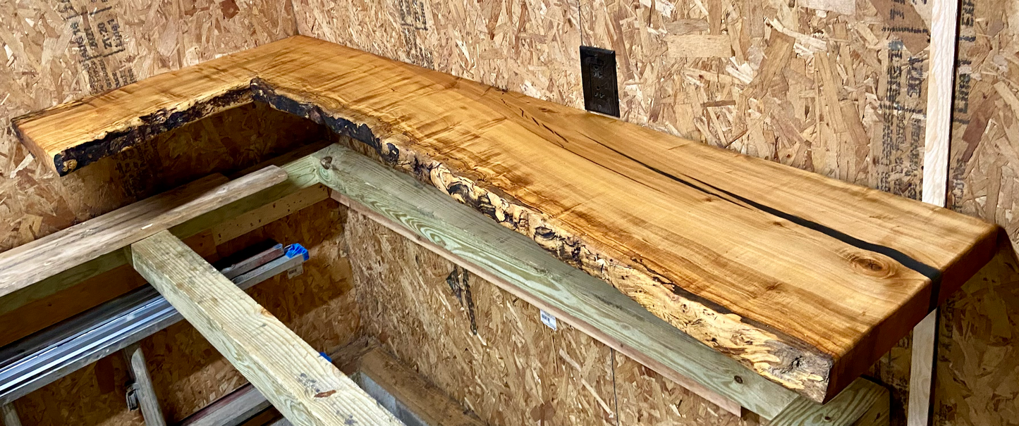 Live edge maple corner floating shelves