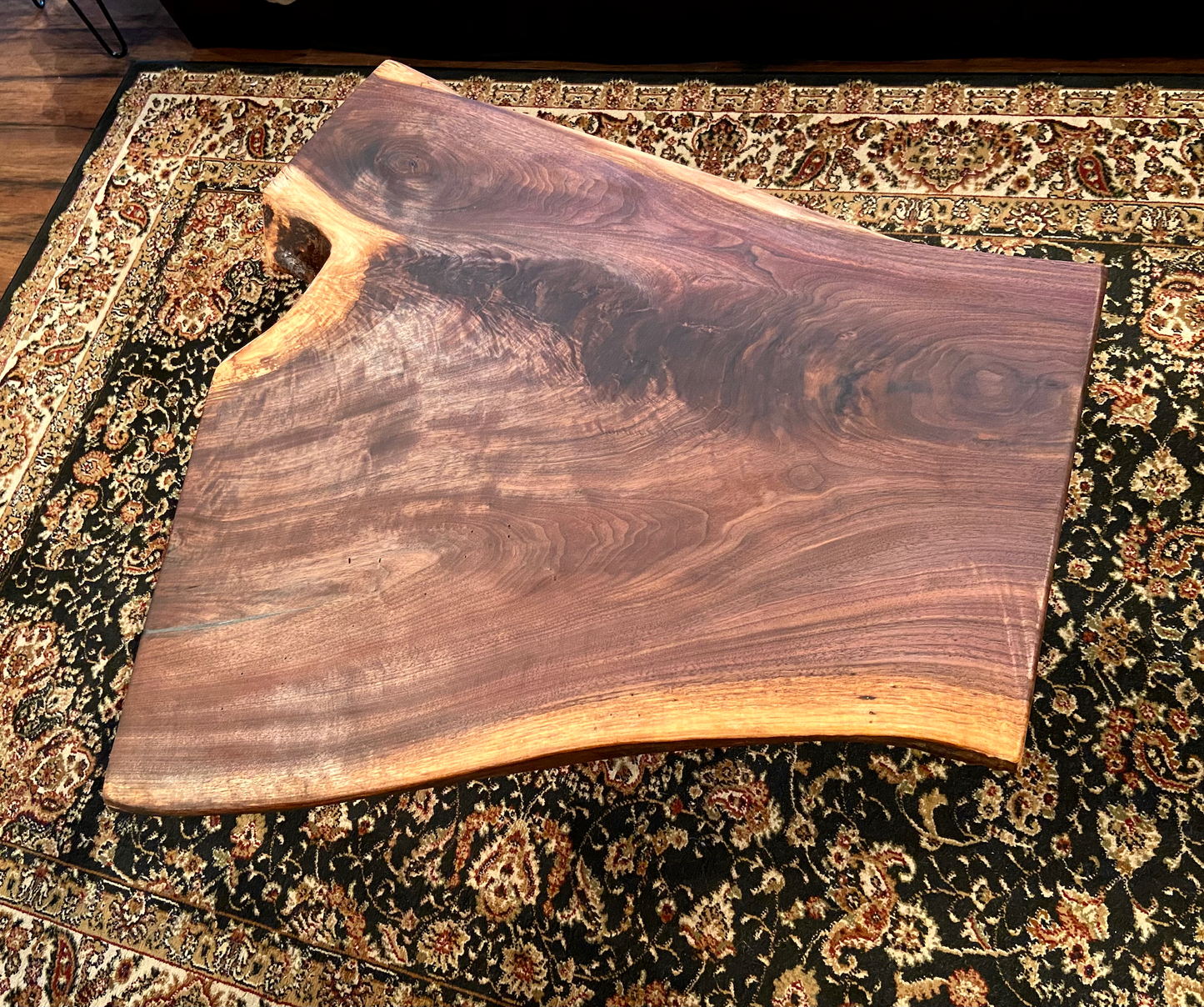 Wide Forked Live Edge Walnut Table|Stunning Live Edge Wood Coffee Table|Natural Edge Black Walnut Table|Live Edge Wood Rustic Walnut Table