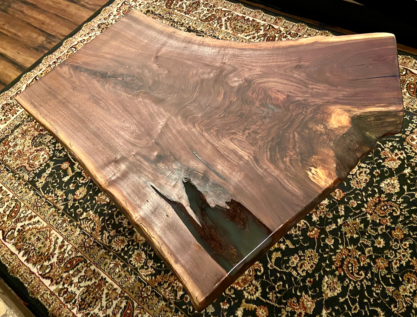Naturally Curved Live Edge Walnut Coffee Table|Live Edge Wood Coffee Table|Natural Edge Black Walnut Table|Live Edge Rustic Walnut Table