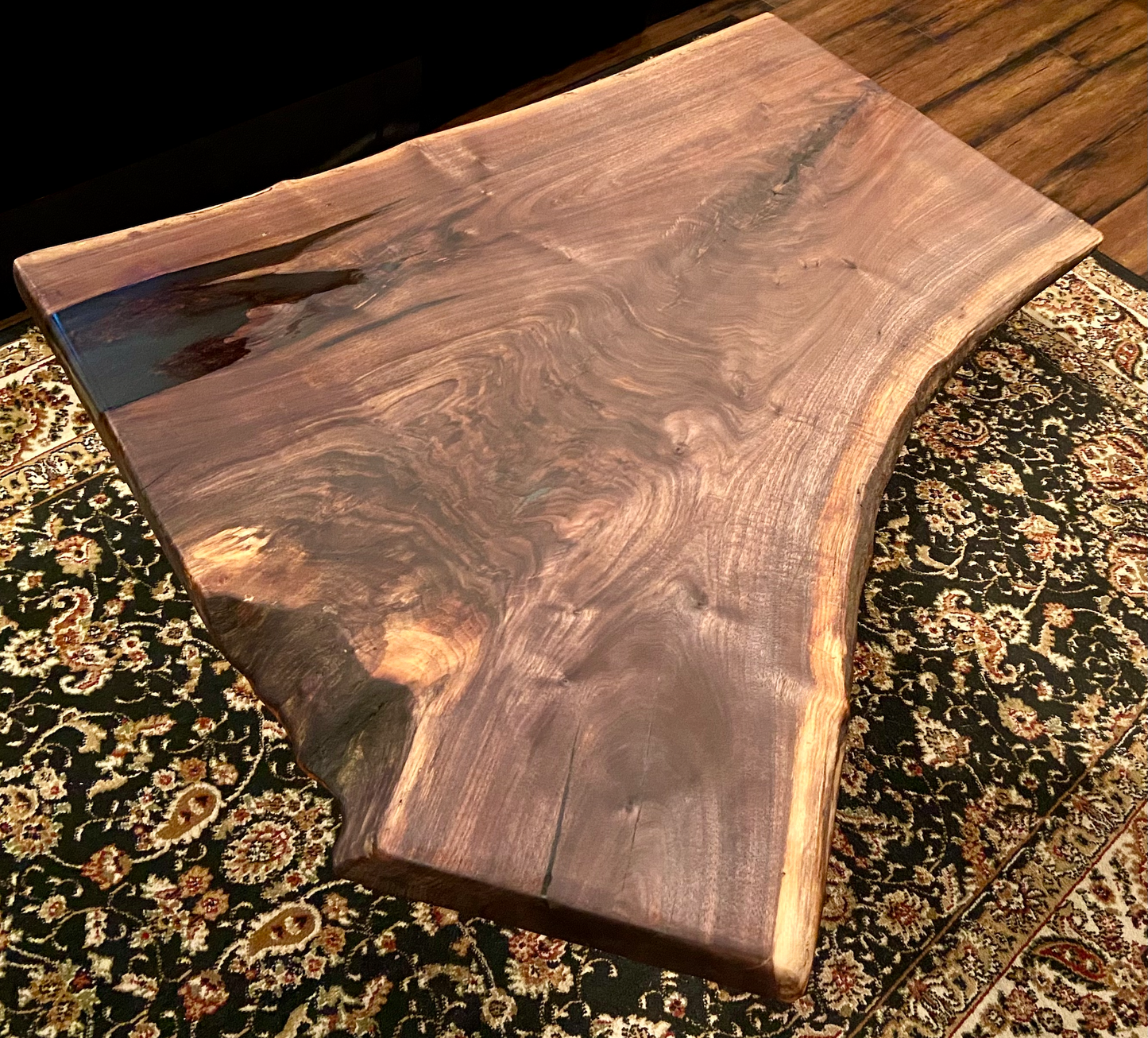 Naturally Curved Live Edge Walnut Coffee Table|Live Edge Wood Coffee Table|Natural Edge Black Walnut Table|Live Edge Rustic Walnut Table
