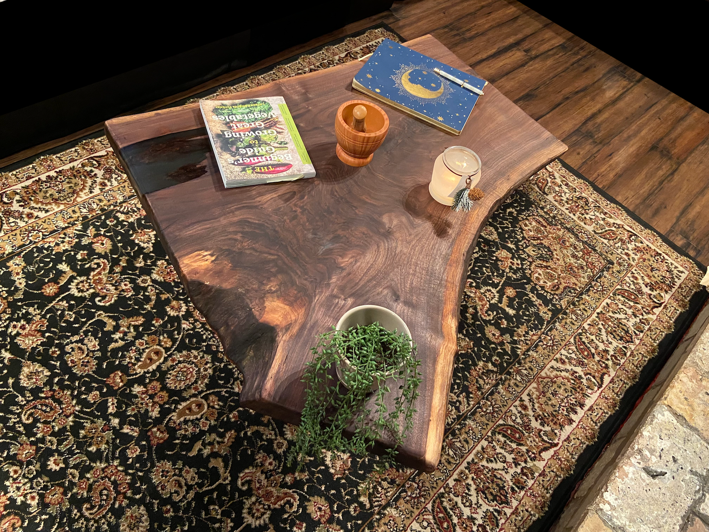 Naturally Curved Live Edge Walnut Coffee Table|Live Edge Wood Coffee Table|Natural Edge Black Walnut Table|Live Edge Rustic Walnut Table