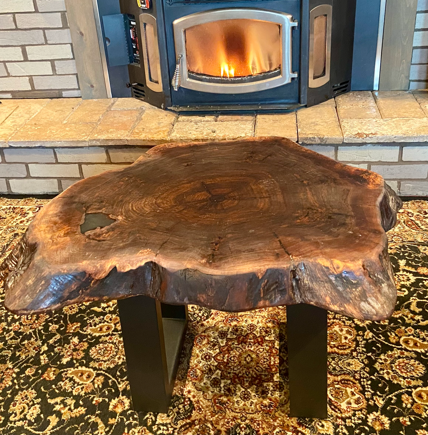 Live Edge Round Walnut Coffee Table|Live Edge CrossCut Wood Coffee Table|Live Edge Black Walnut Table|Live Edge Rustic Walnut Wafer Table