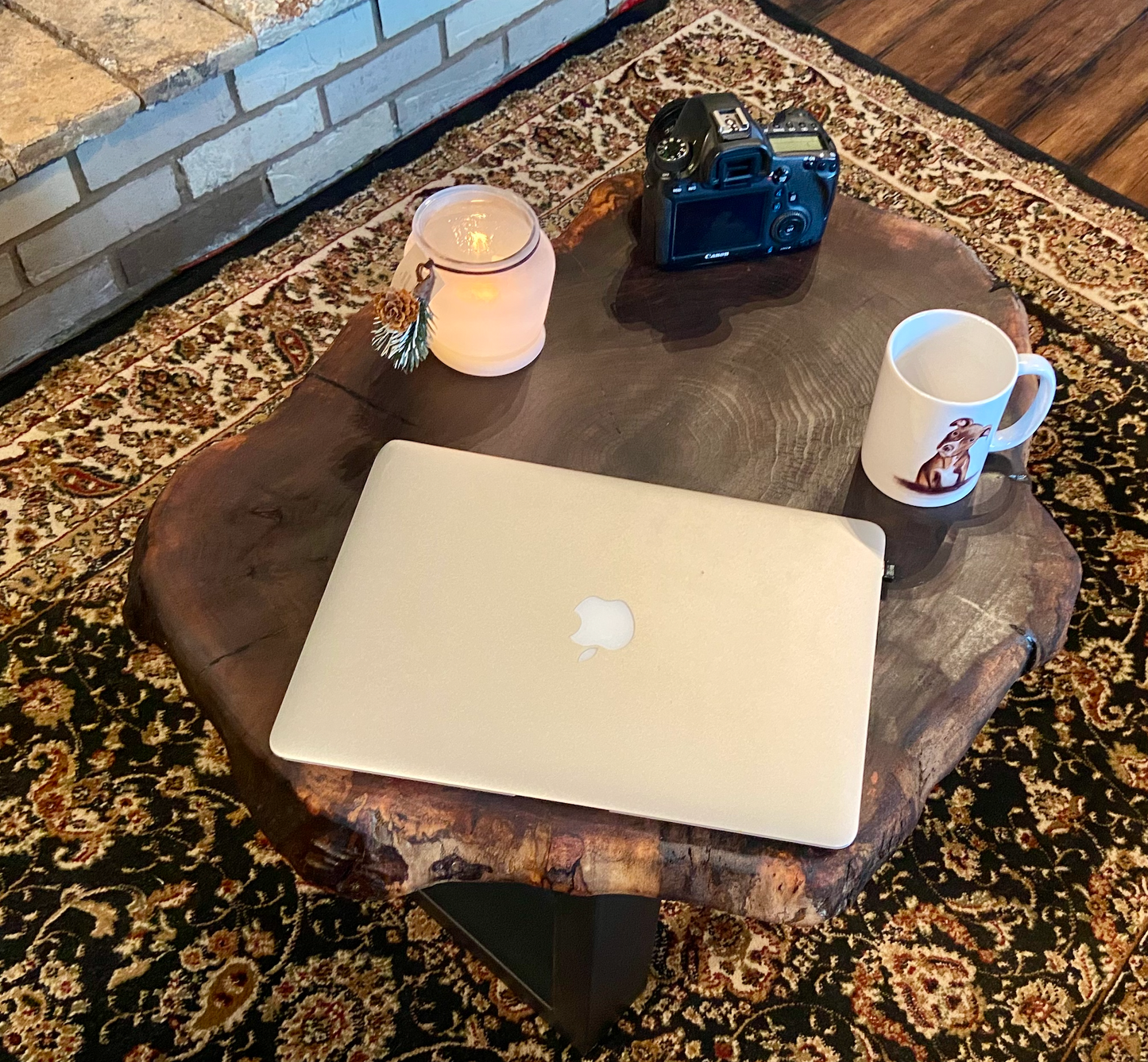 Petite Live Edge Walnut Round Coffee Table