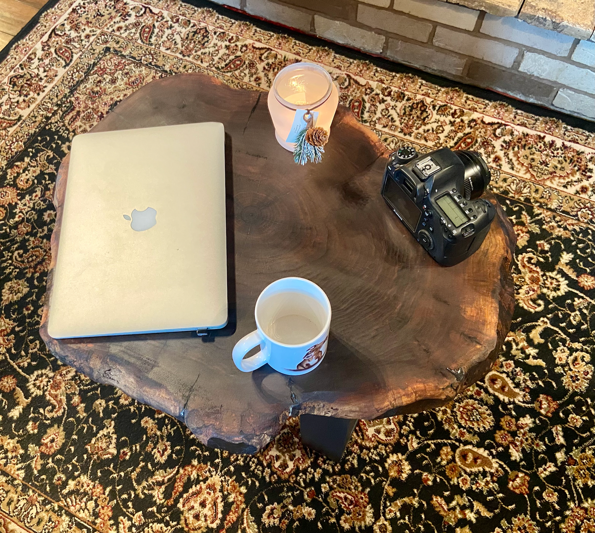 Petite Live Edge Walnut Round Coffee Table