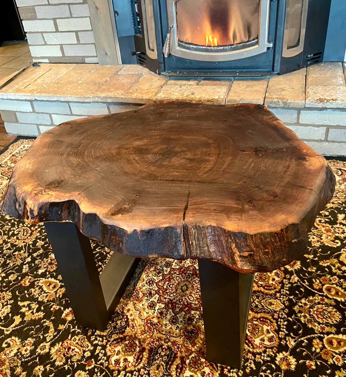 Petite Live Edge Walnut Round Coffee Table