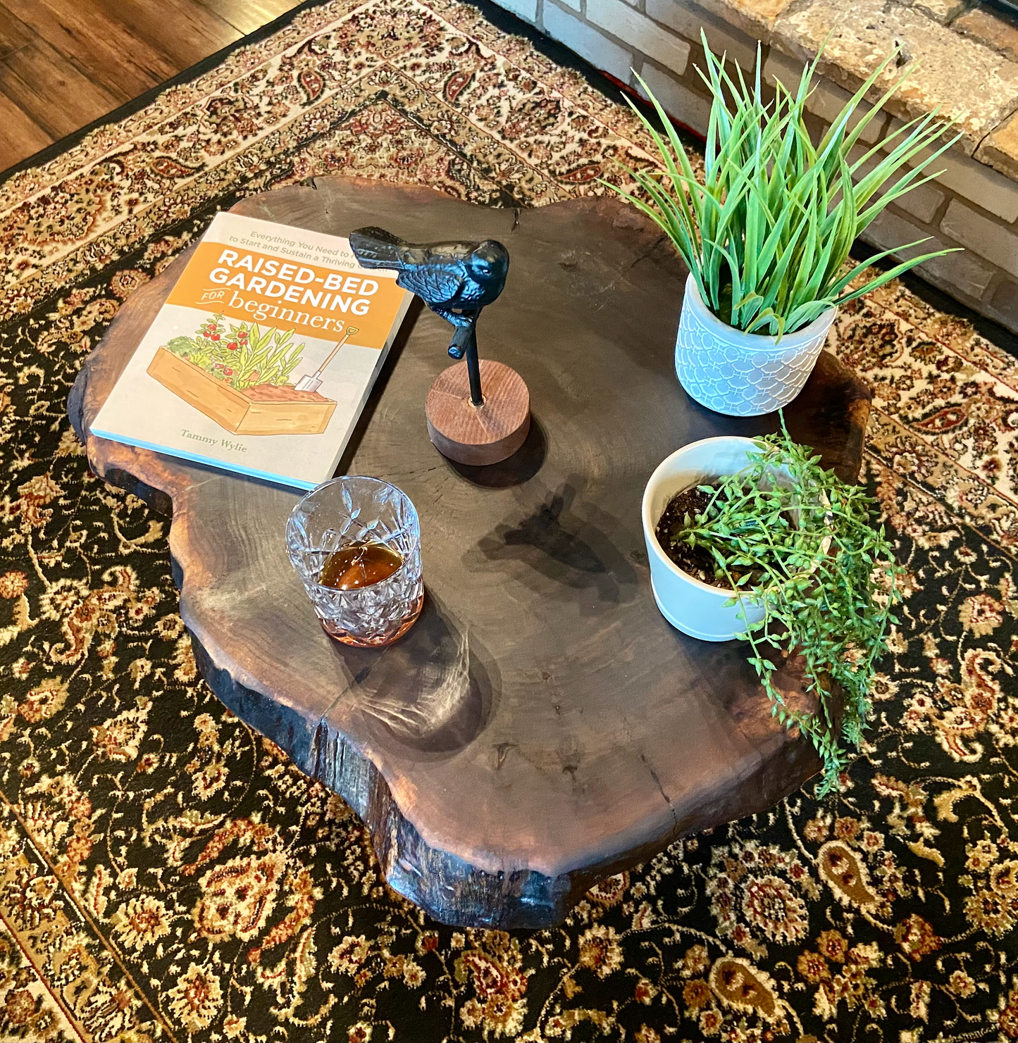 Petite Live Edge Walnut Round Coffee Table