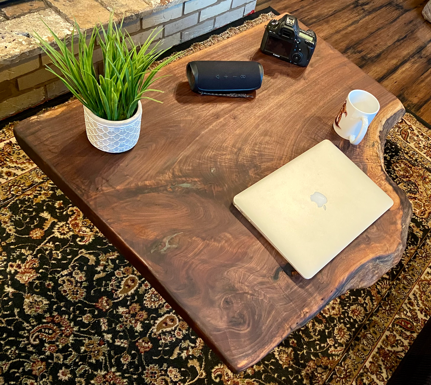 Wide Wavy Live Edge Walnut Coffee Table|Live Edge Wood Coffee Table|Live Edge Black Walnut Wood Table|Live Edge Rustic Wood Walnut Table