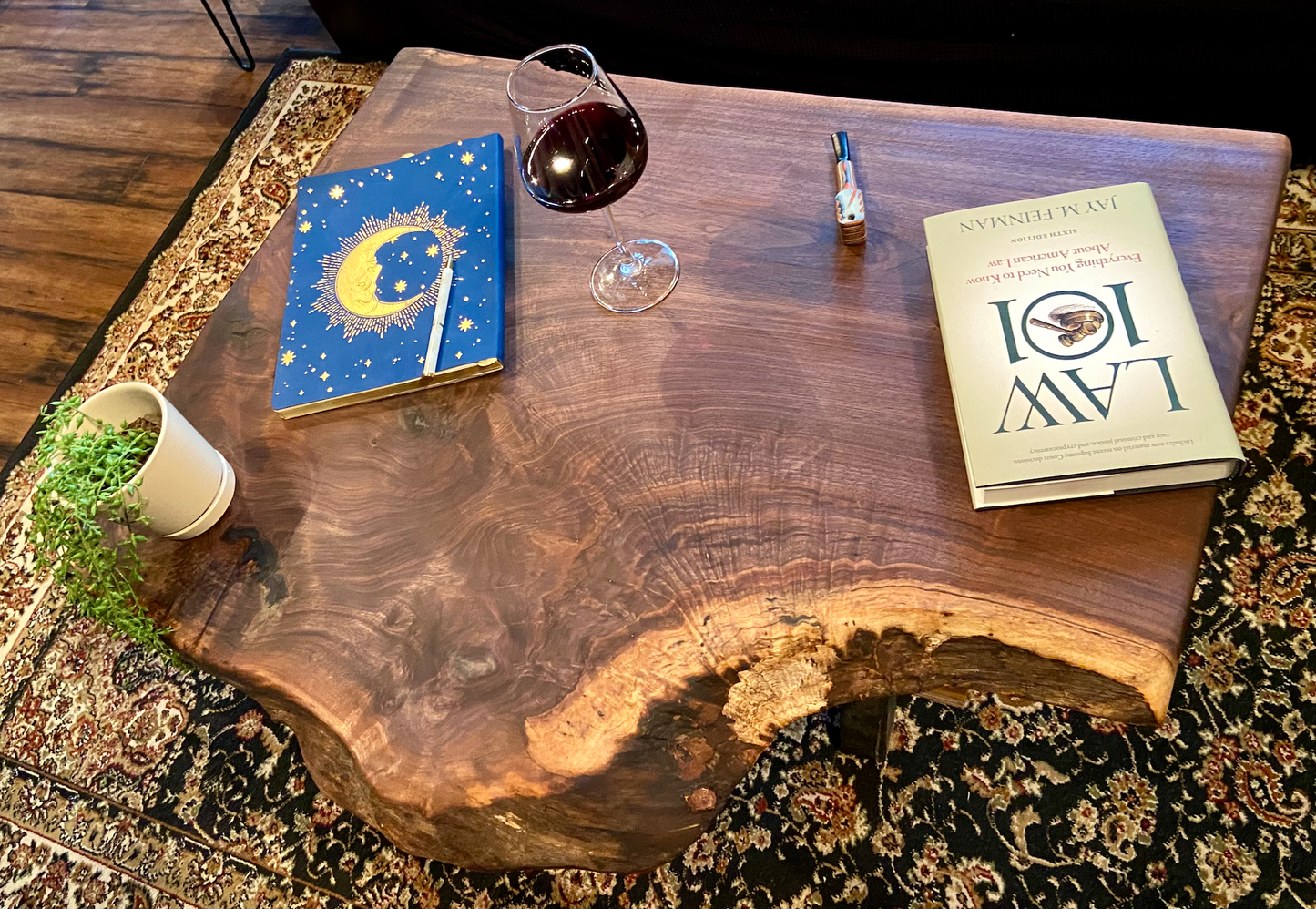 Wide Wavy Live Edge Walnut Coffee Table|Live Edge Wood Coffee Table|Live Edge Black Walnut Wood Table|Live Edge Rustic Wood Walnut Table