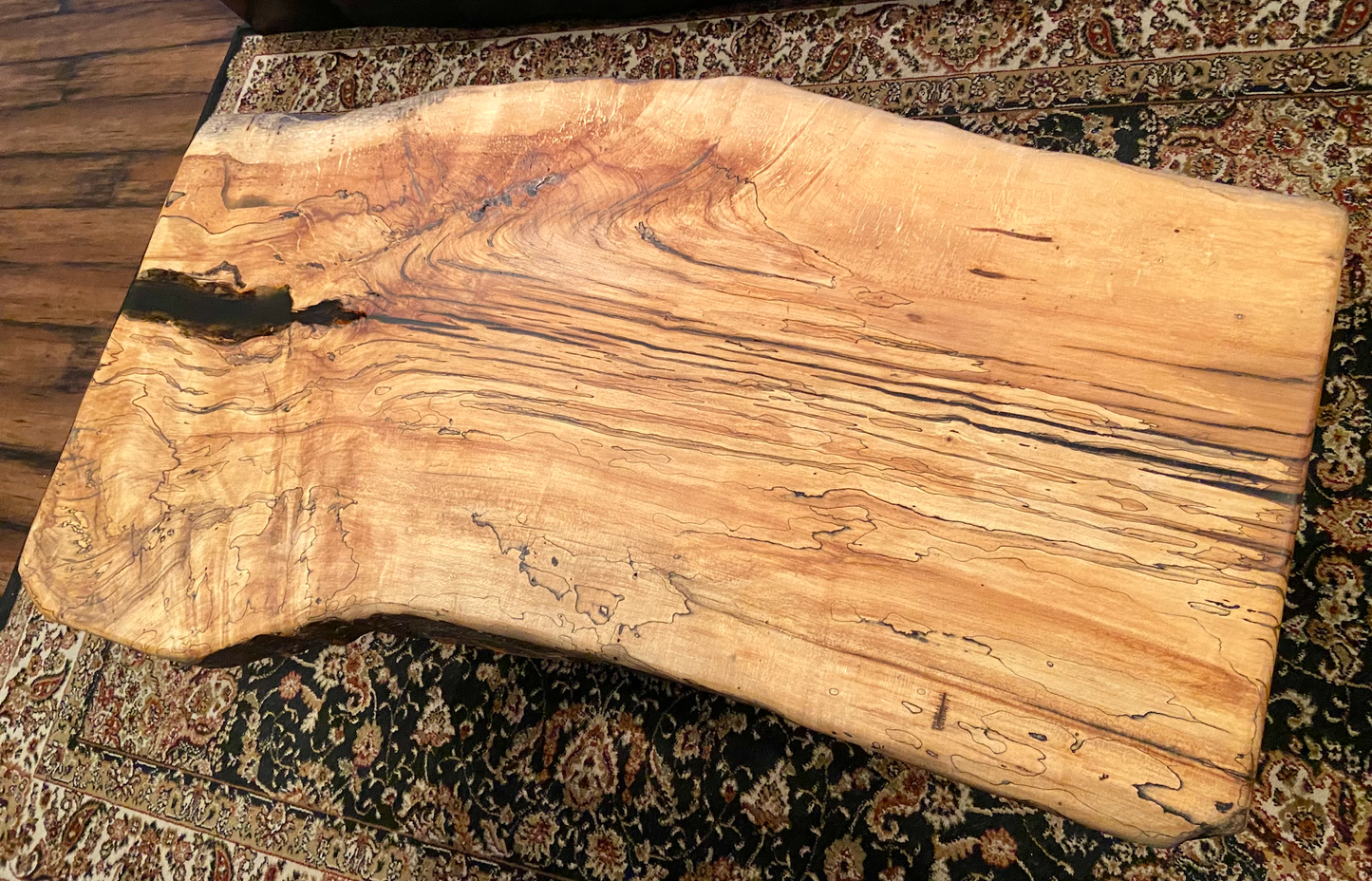 Large Natural Live Edge Wormy Maple Wood Coffee Table|Modern Rustic Coffee Table|Ambrosia Maple Coffee|Live Edge Round Wood Table