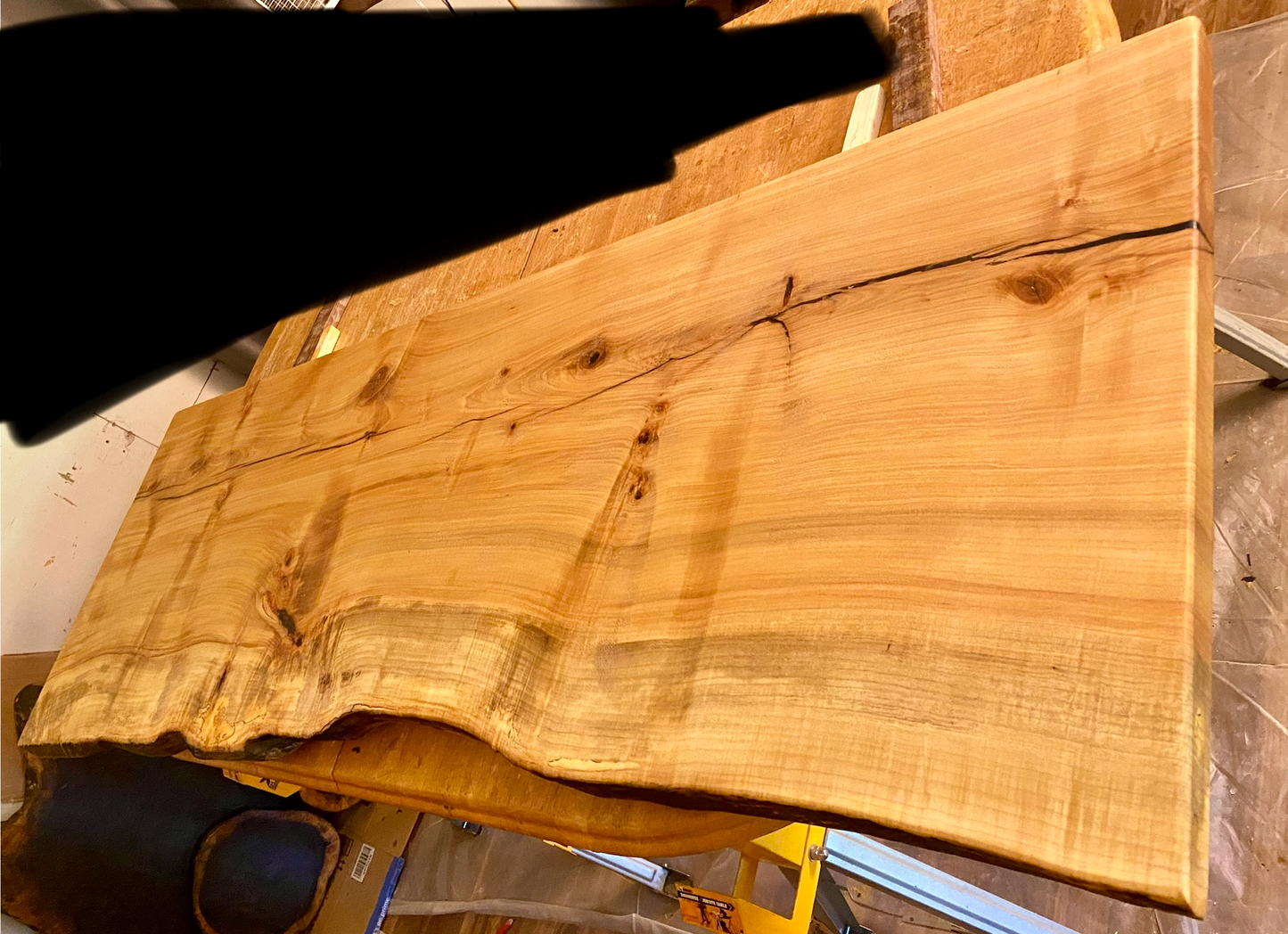 Wide Live Edge Figured Maple Mantle