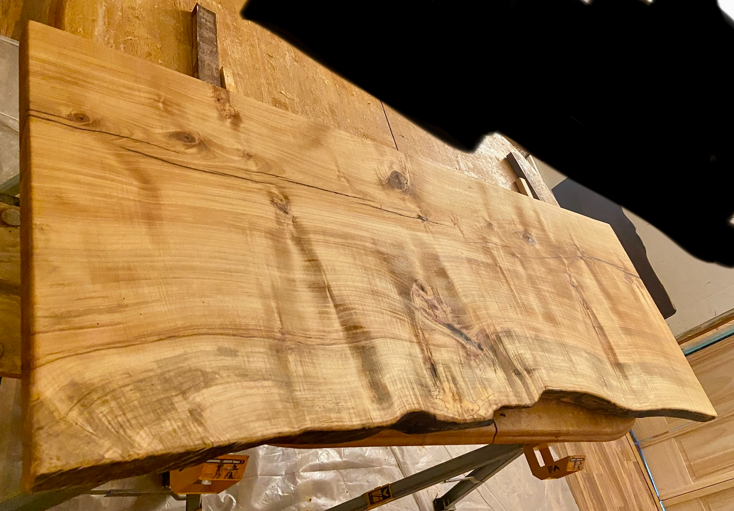 Wide Live Edge Figured Maple Mantle