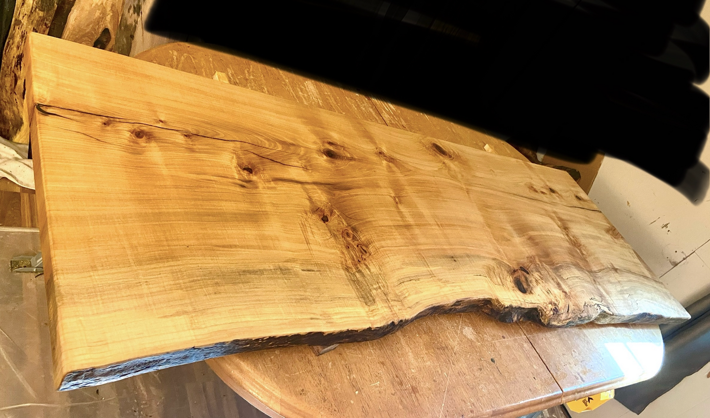 Wide Live Edge Figured Maple Mantle