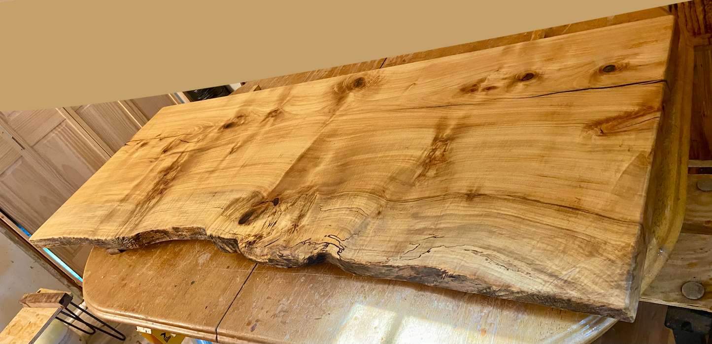 Wide Live Edge Figured Maple Mantle