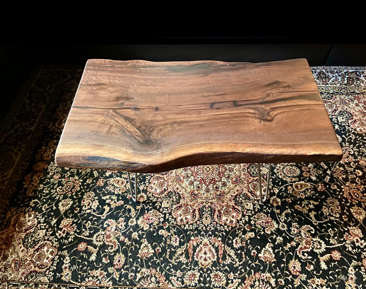 Beautiful Wavy Live Edge Walnut Coffee Table|Live Edge Wood Coffee Table|Natural Edge Black Walnut Table|Live Edge Rustic Walnut Table