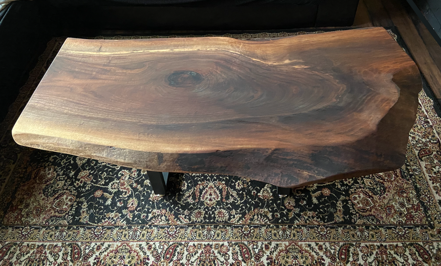 Naturally Round Live Edge Walnut Rustic Coffee Table|Round Wood Table|Round Walnut Table|Large Rustic Table|Large Wood Coffee Table