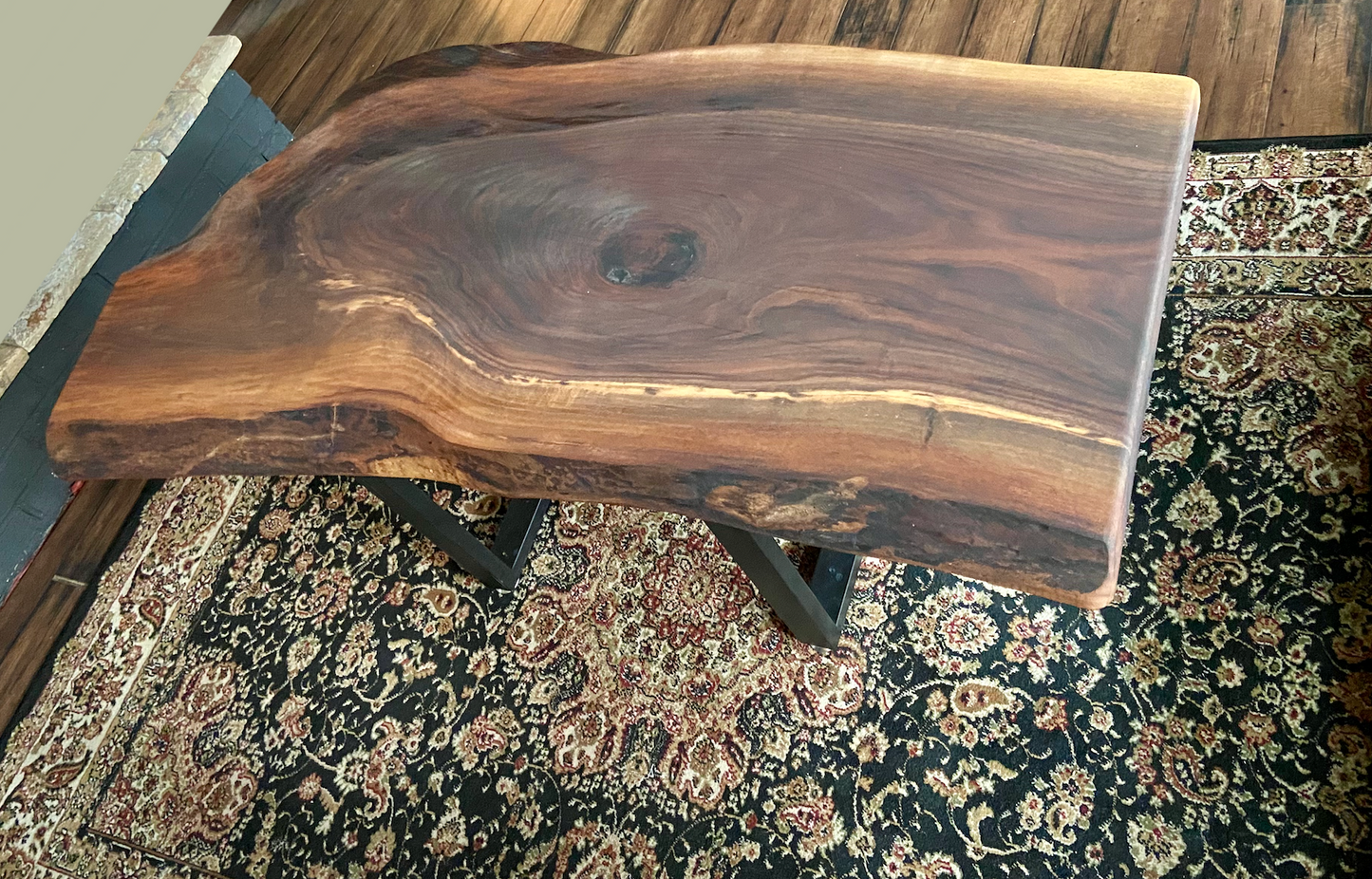 Naturally Round Live Edge Walnut Rustic Coffee Table|Round Wood Table|Round Walnut Table|Large Rustic Table|Large Wood Coffee Table