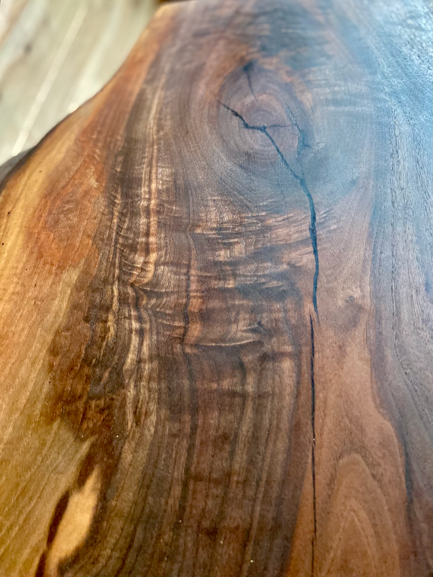 Close-up of a wooden surface with visible grain and texture