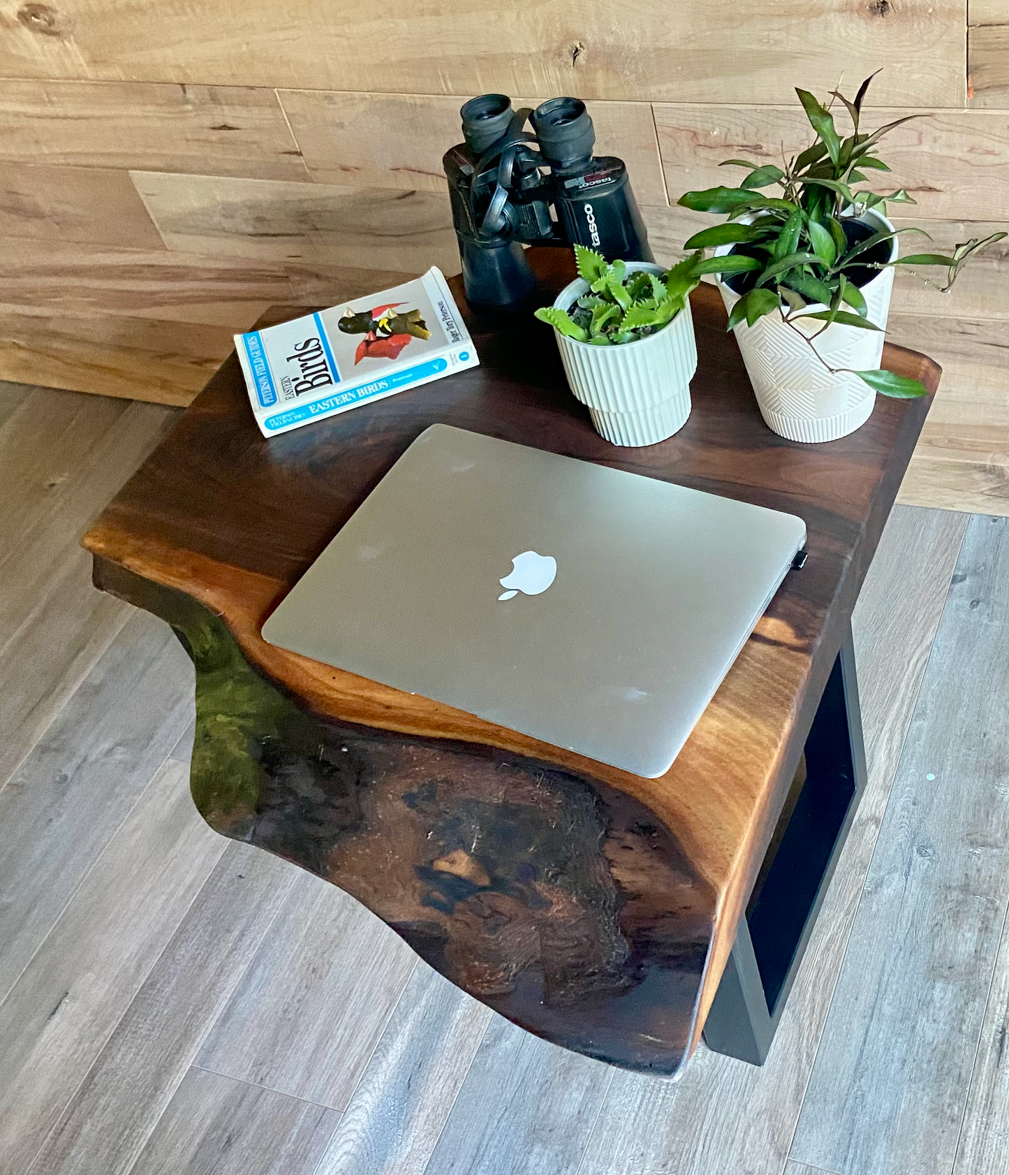 Unique Rustic Live Edge Walnut Wood Side Table or Wood Accent Table