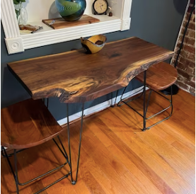Forked Live Edge Walnut Wood Coffee Table|Rustic Wood Table