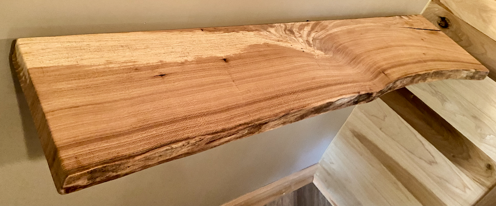 Custom Narrow Live Edge English Chestnut Wood Floating Shelves