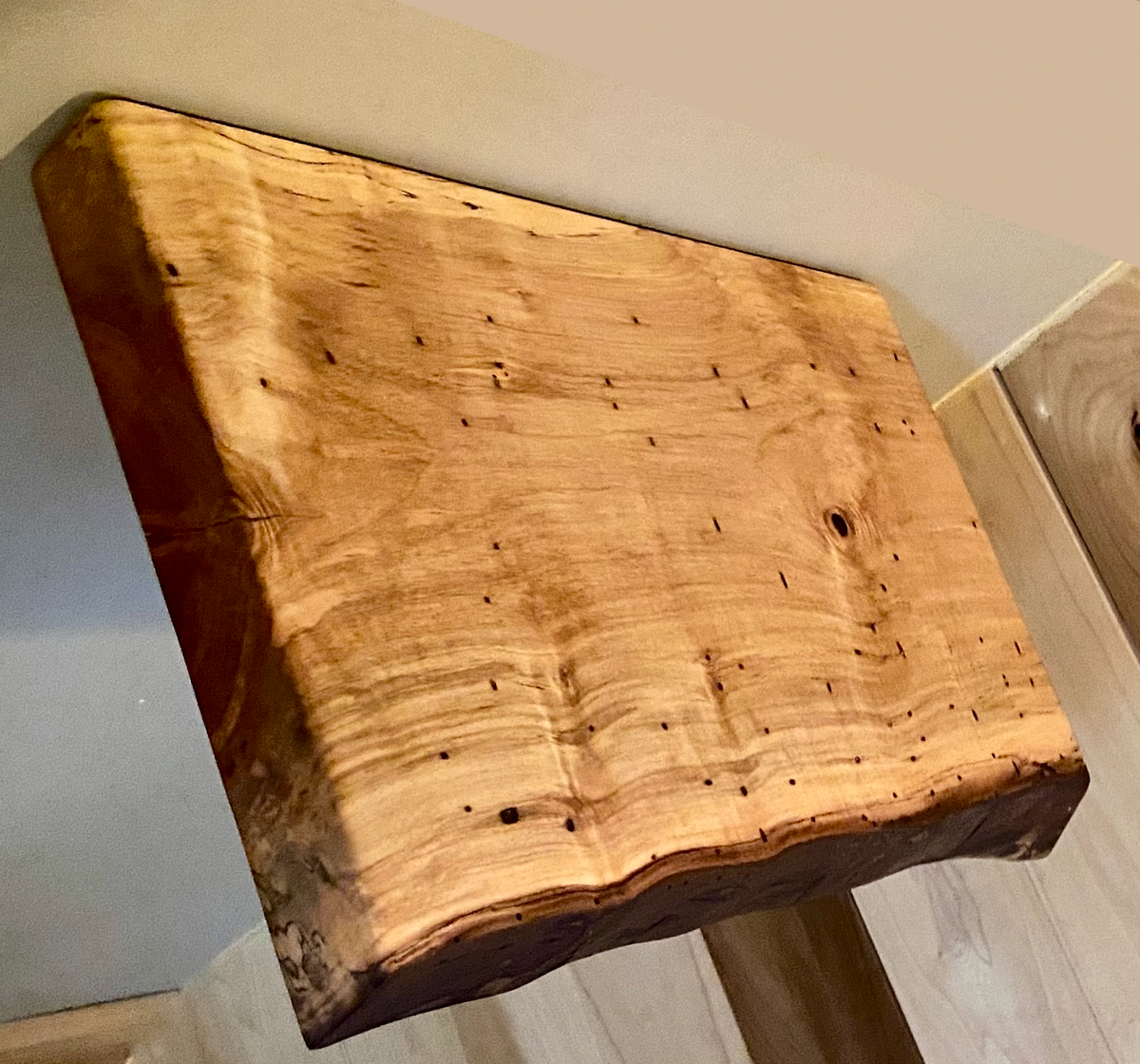 Custom Live Edge Spalted Maple Rustic Wood Floating Shelves|Ambrosia Maple Wood Wall Shelves