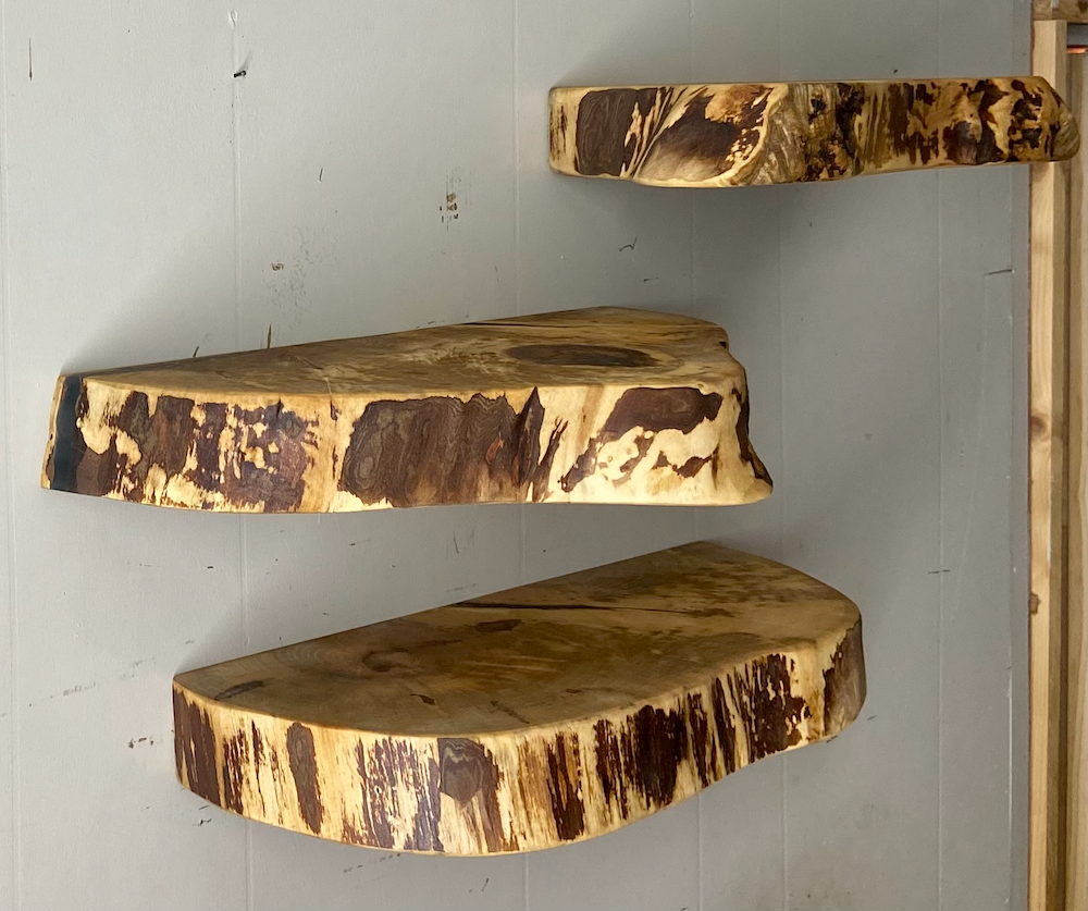 Live Edge Maple Vanity Top & Round Shelves