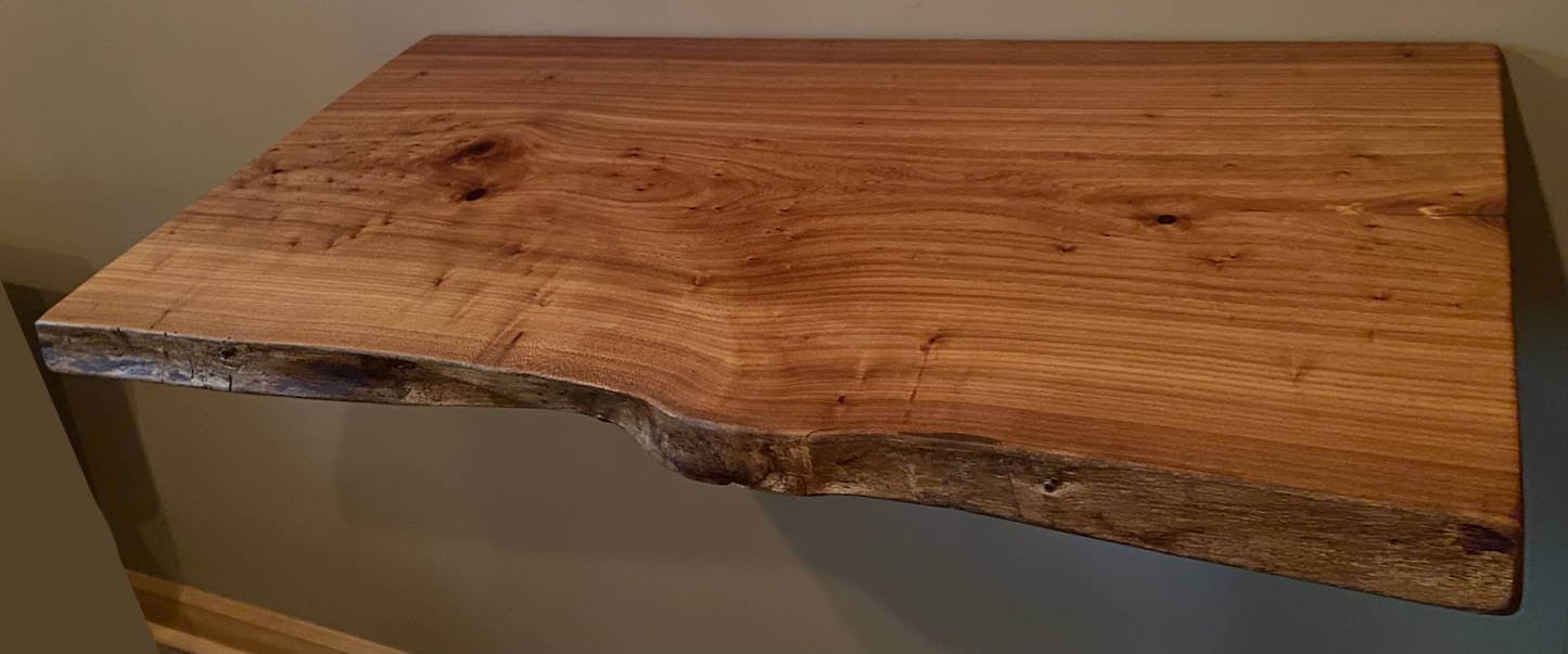 Live Edge Chestnut Vanity Top and Matching Shelf