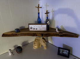 Dark Heartwood Maple Floating Corner Shelf