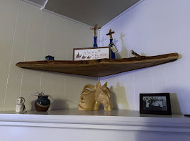 Dark Heartwood Maple Floating Corner Shelf