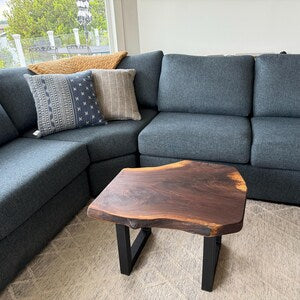 Small Rustic Walnut Live Edge Wood Coffee Table or End Table