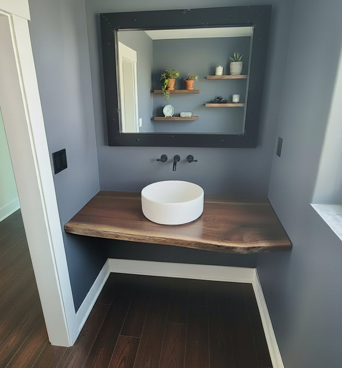 Customizable Live Edge Walnut Vanity Top | Rustic Bathroom Sink Counter