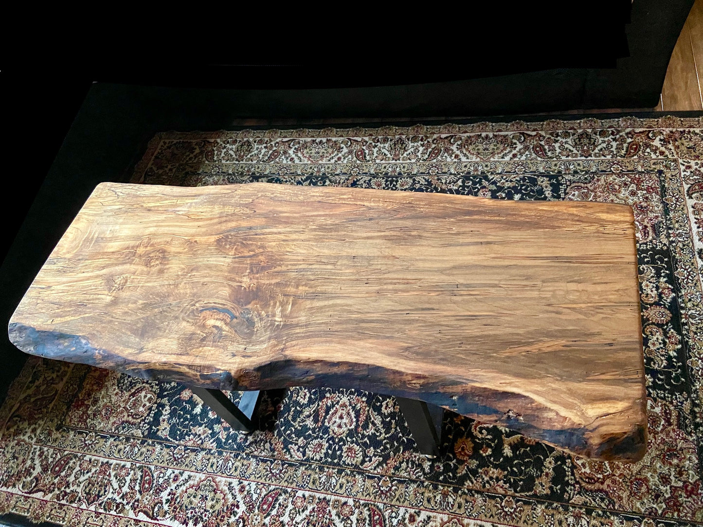 Large Ambrosia Wormy Maple Live Edge Coffee Table|Live Edge Spalted Maple Coffee Table|Live Edge Maple Wood Coffee Table|Live Edge Table