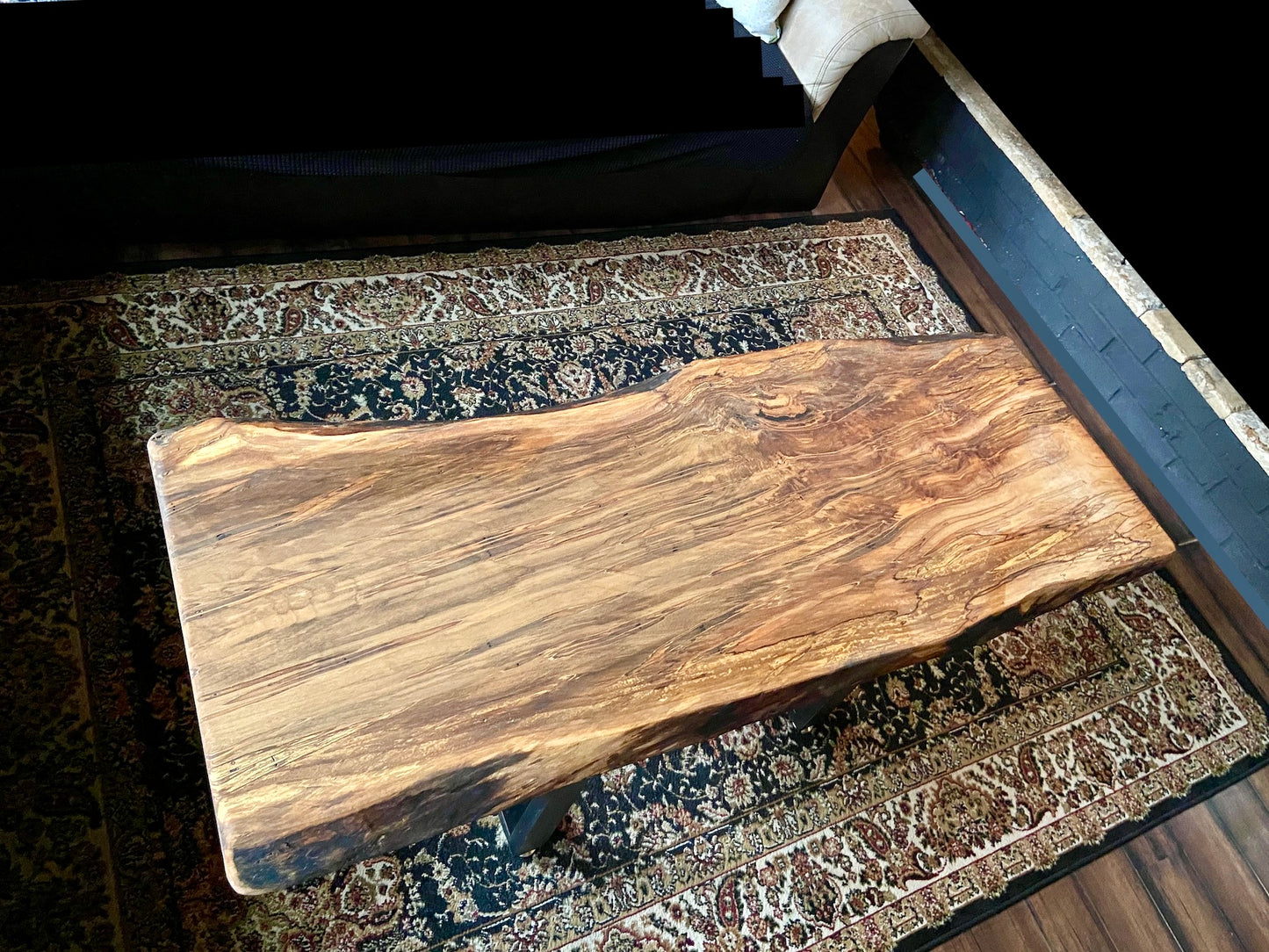 Large Ambrosia Wormy Maple Live Edge Coffee Table|Live Edge Spalted Maple Coffee Table|Live Edge Maple Wood Coffee Table|Live Edge Table