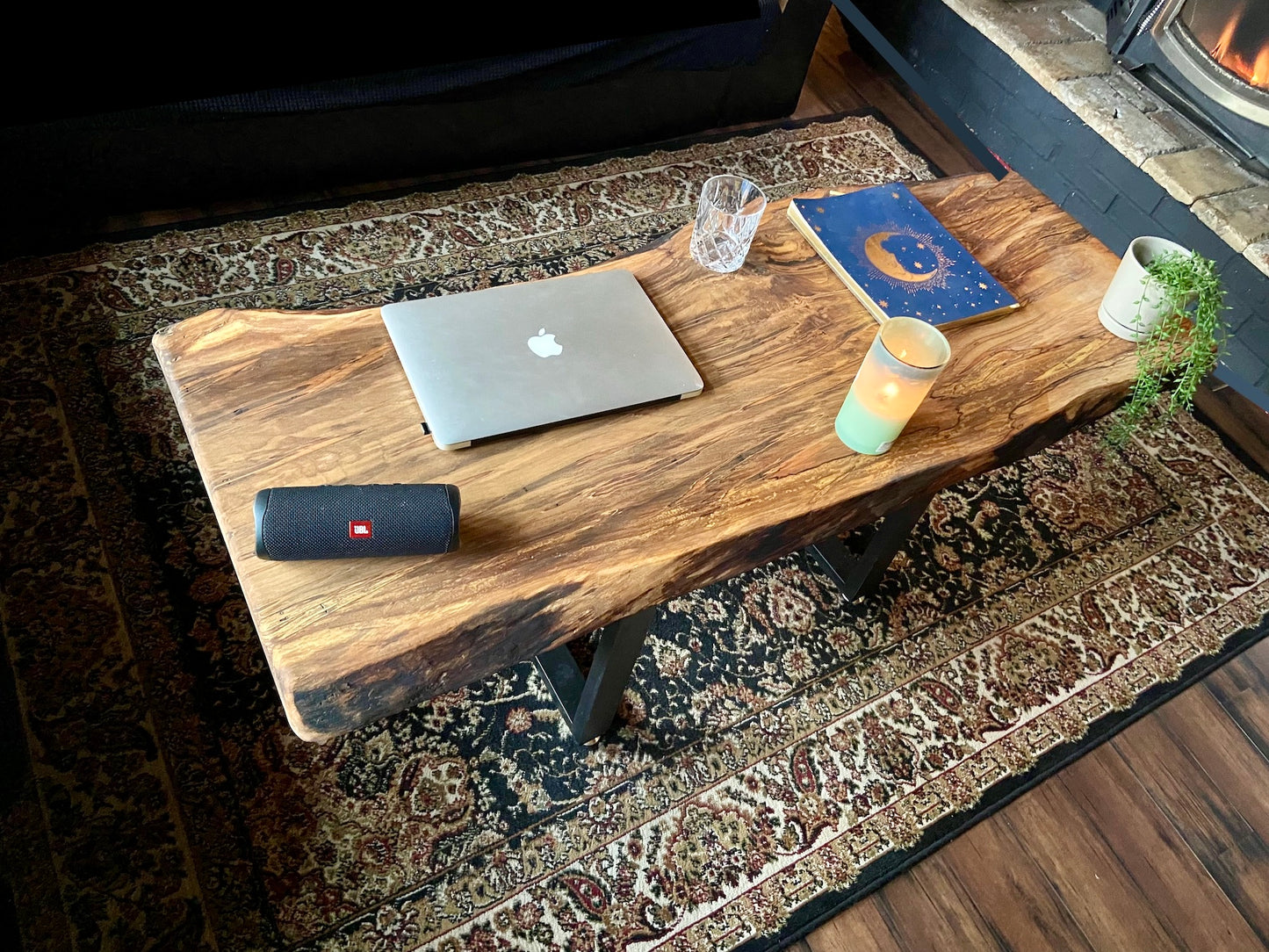 Large Ambrosia Wormy Maple Live Edge Coffee Table|Live Edge Spalted Maple Coffee Table|Live Edge Maple Wood Coffee Table|Live Edge Table