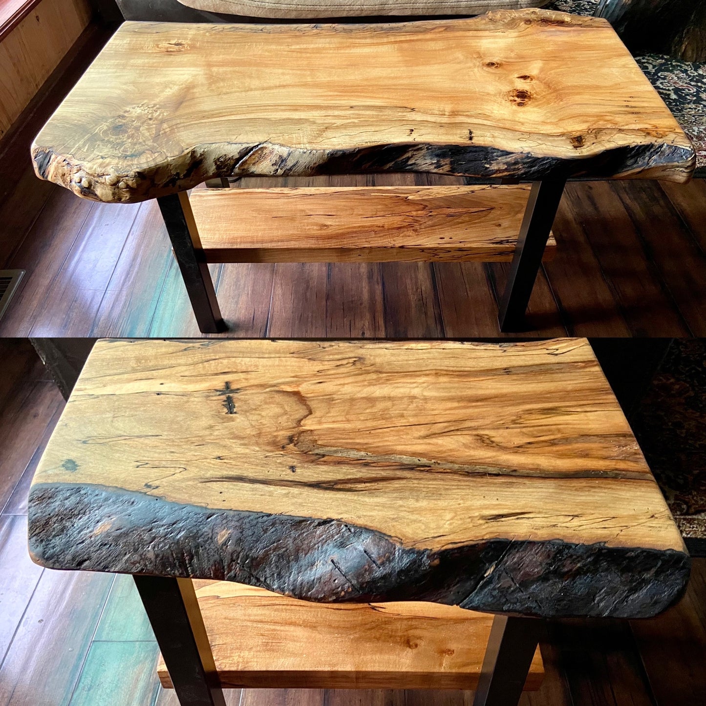 High Figure Maple Table Set w/ Shelf