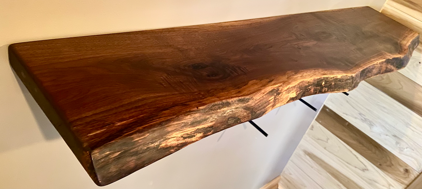 Live Edge Walnut Shelf and Pet Stand from the Same Slab