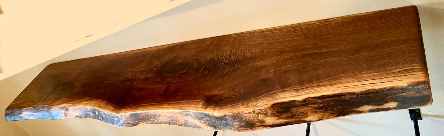 Live Edge Walnut Shelf and Pet Stand from the Same Slab