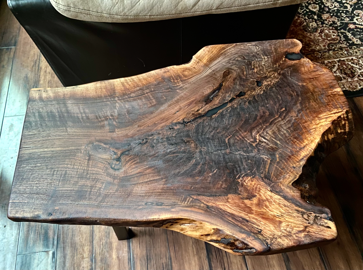 Natural Forked Live Edge Walnut Coffee Table*Natural Edge Walnut Coffee Table*Contemporary Rustic Raw Edge Walnut Coffee Table*Black Walnut